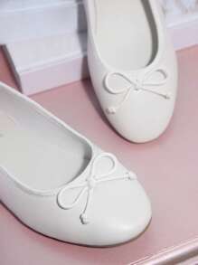 SHUZIA 蝴蝶結裝飾芭蕾舞鞋 - 白色 - 查看 3