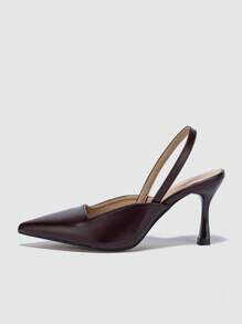 Women Chocolate Brown Pumps, Elegant Pyramid Slingback Pumps For Outdoor - Chocolate Brown - View 4