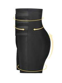 Plus High Waist Shapewear Shorts - Black - View 3