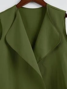 SHEIN Girls 1pc Waterfall Collar Belted Vest Coat - Army Green - View 3