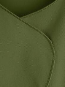 SHEIN Girls 1pc Waterfall Collar Belted Vest Coat - Army Green - View 4
