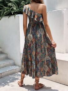 SHEIN Frenchy Đầm Viên lá sen Paisley Boho - Nhiều màu - Xem 2