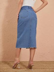 EMERY ROSE Split Hem Denim Skirt