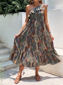 SHEIN Frenchy Đầm Viên lá sen Paisley Boho - Nhiều màu - Xem 6