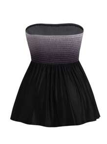 Celure Plus Ombre Ruffle Hem Tube Top - Multicolor - View 2