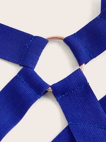 Exotic-Bondage Talla grande Set de lencería con abertura con diseño de cadena con aro - azul real - Ver 3