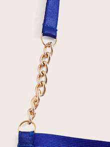 Exotic-Bondage Talla grande Set de lencería con abertura con diseño de cadena con aro - azul real - Ver 4