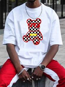 Manfinity RebelGame Áo thun nam Hoạt hình Sọc ca rô Giải trí - trắng - Xem 1