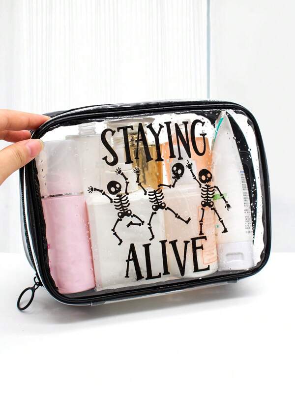 SHEIN X Sophie Gallo Design PVC Skeleton Pattern Clear Waterproof