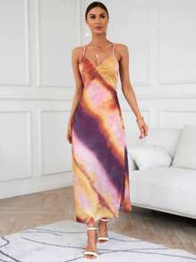 GENKIRA 紮染高衩吊帶連衣裙 - 彩色 - 查看 5