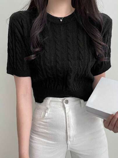 素色麻花編織上衣