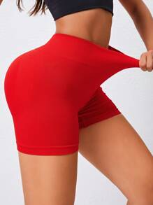 素色寬腰帶運動短褲