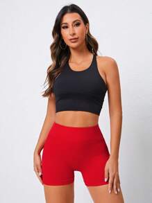 素色寬腰帶運動短褲