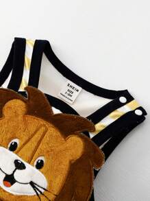 SHEIN Baby Striped Print Contrast Binding Tank Jumpsuit - Multicolor - View 3