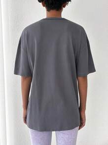 RueChic Camiseta de hombros caídos con estampado de sol y luna