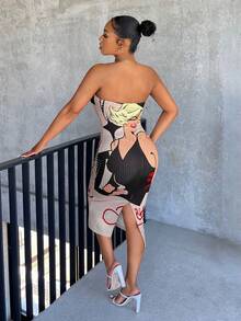 SHEIN SXY Figure Graphic Tube Bodycon Dress - Multicolor - View 2