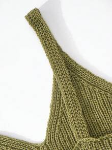 Top de punto corto de color sólido para niñas - Verde - Ver 3