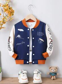 SHEIN Young Boy Letter Graphic Bomber Jacket Without Tee
