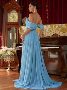 Missord Off Shoulder Ruched Bust Floor Length Formal Dress