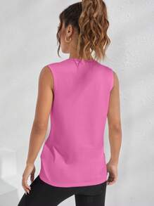 Easithlete Twist Cut Out Back Sports Tank Top Without Tube Topworkout Tank Top - Pink - View 2