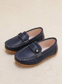 Boys Stitch Detail Slip-on Loafer Flats For Outdoor - Navy Blue - View 1