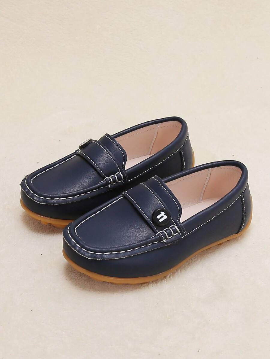 Boys Stitch Detail Slip-on Loafer Flats For Outdoor - Navy Blue - View 1