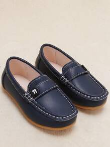 Boys Stitch Detail Slip-on Loafer Flats For Outdoor - Navy Blue - View 4