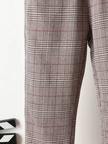 SHEIN 小男童格紋印花斜口袋長褲