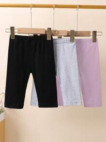SHEIN Elladie kids 女小童3入組素色騎行褲
