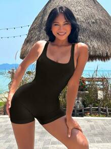 Easithlete Bodysuits & Jumpsuits Thể thao Nam màu trơn - màu đen - Xem 2