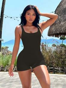 Easithlete Bodysuits & Jumpsuits Thể thao Nam màu trơn - màu đen - Xem 4