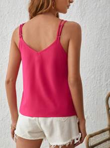 SHEIN VCAY 拼接水溶蕾絲吊帶上衣 - 粉色 - 查看 2