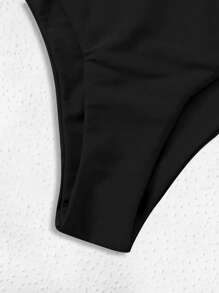 素色比基尼泳裝 - 黑色 - 查看 5