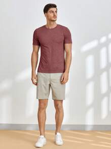 Manfinity BRENVOR Hombres Camiseta unicolor de cuello redondo - Color caoba - Ver 3