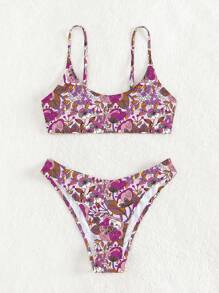 Bộ Bikini Nữ Hoa Tất cả trên in - Màu tím - Xem 7