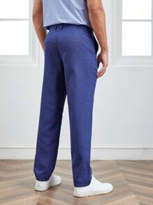 Manfinity NiteLyfe Men Slant Pocket Straight Leg Suit Trousers - Blue - View 2