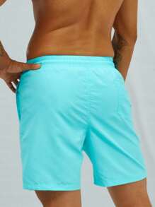 Surfspeed Men Solid Drawstring Waist Swim Trunks