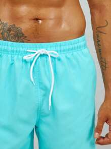 Surfspeed Men Solid Drawstring Waist Swim Trunks