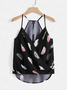 SHEIN VCAY 羽毛印花吊帶上衣 - 彩色 - 查看 1