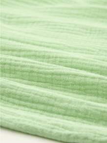 Batwing Sleeve Button Front Shirt Dress - Lime Green - View 7