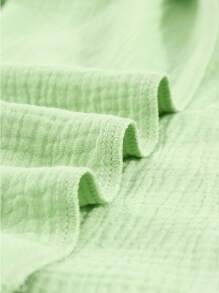 Batwing Sleeve Button Front Shirt Dress - Lime Green - View 8