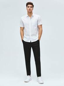 Manfinity BRENVOR Men Solid Slant Pocket Suit Pants - Black - View 5