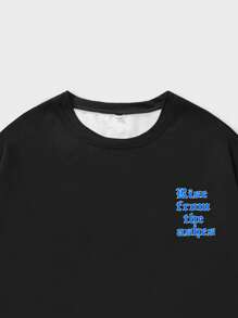 ROMWE MEN Street Life Áo thun & Áo lót Nam Lễ Các Thánh Slogan Đường phố - màu đen - Xem 6