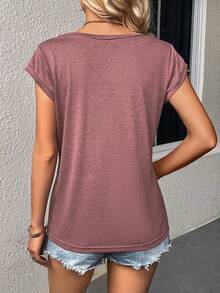 SHEIN LUNE Áo thun nữ Tim Giải trí - Gỗ đỏ - Xem 2