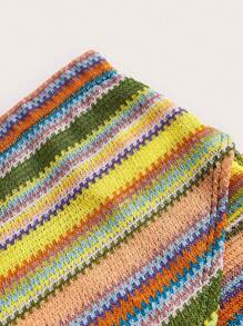 SHEIN VCAY Striped Halter Top & Knot Side Skirt Two Piece Baech Set - Multicolor - View 3