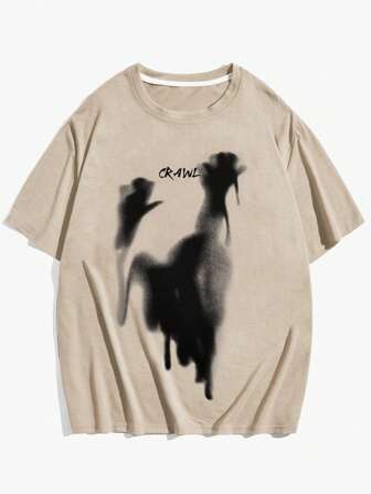 Street Life تي شيرت بطباعة أحرف للشباب