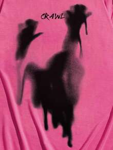 ROMWE MEN Street Life Nam Đồ họa Chữ cái Áo thun - Màu Hồng Tươi - Xem 3