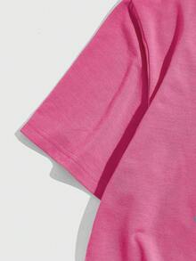 ROMWE MEN Street Life Nam Đồ họa Chữ cái Áo thun - Màu Hồng Tươi - Xem 4