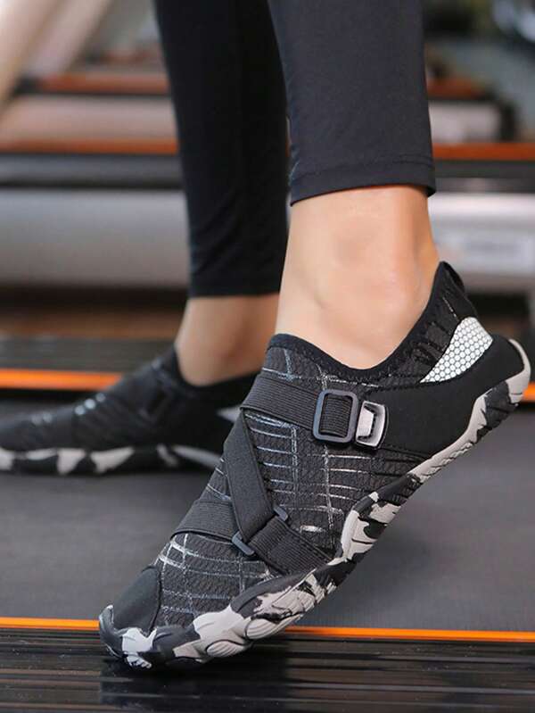 Women Graphic Print Buckle Decor Creek Shoes, Sporty Sneakers
