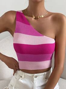 Chiquease Áo dệt kim nữ Gân đan Khối Màu Giải trí - Hồng - Xem 1